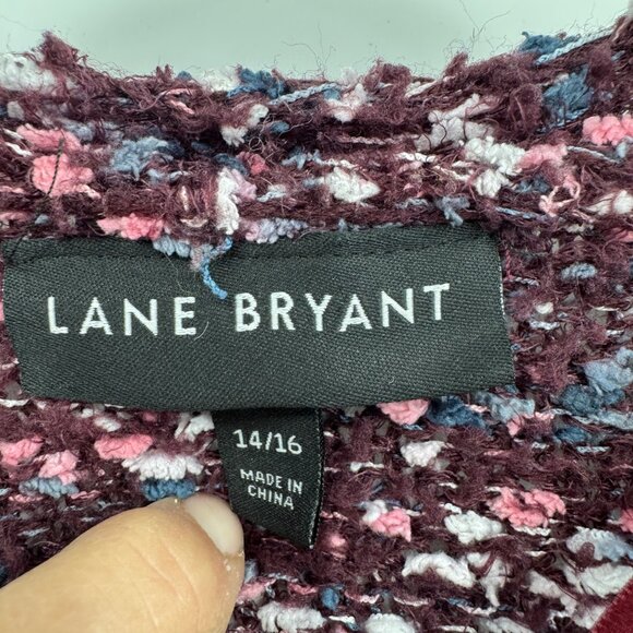 Lane Bryant Size 14 / 16  Marled Popcorn Chunky Knit Open Cardigan Sweater purpl - Picture 3 of 9